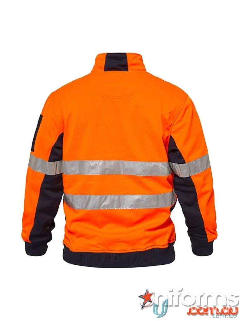 Orange and black Reflective Safety Jacket with Hiviz Half Zip, Sleeve Pen Pocket, and Contrasting Dirt Panels