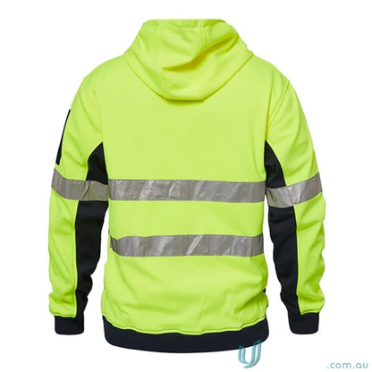 Yellow and black HiViz Reflective Hoodie, workcraft hiviz taped safety jacket