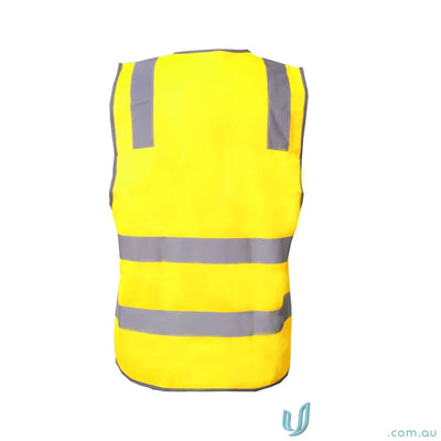 Yellow workcraft hiviz vest with reflective stripes ideal for traffic controllers safety gear