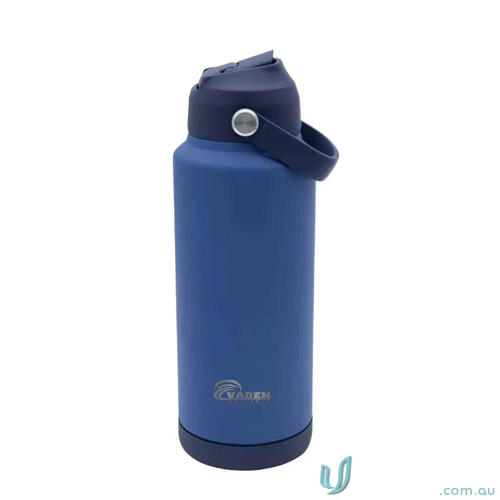 Blue stainless steel water bottle with powder-coated exterior from Holly 1 Litre collection