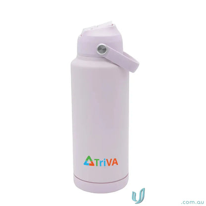 Lavender water bottle with handle, stainless steel, powder-coated exterior for uniforms