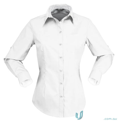 Hospitality Nano Ladies L/S Shirt white long-sleeve workwear uniform for women