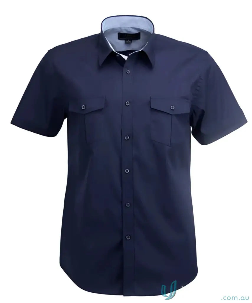 Dark blue Hospitality Nano SS Shirt made with Nano-Gear fabric and chest pockets