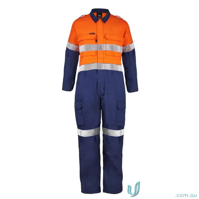 Orange and blue reflective coverall from HRC2 Inherent line with flame resistance