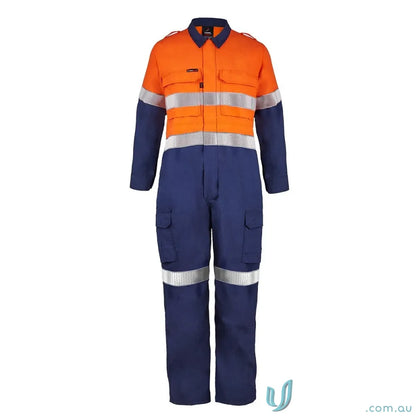 Orange and blue reflective coverall from HRC2 Inherent line with flame resistance