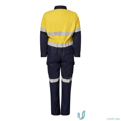 High-vis HRC2 Inherent Reflective Coverall for flame-resistant safety work jumpsuit