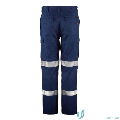 Navy blue HRC2 Inherent Reflective Cargo Pant with perforated reflective tape for safety
