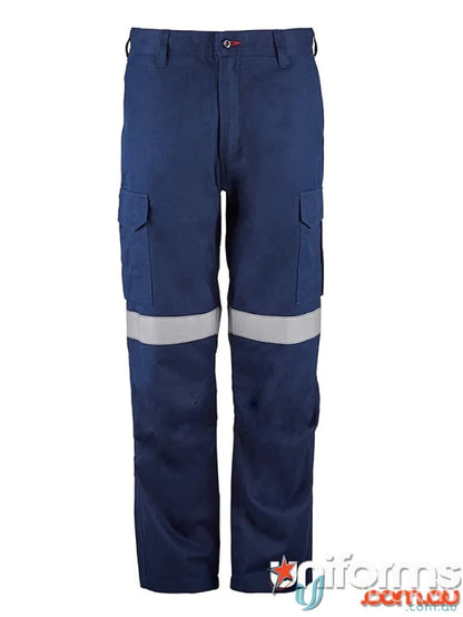 Blue HRC2 Inherent Reflective Cargo Pant with perforated reflective tape for safety