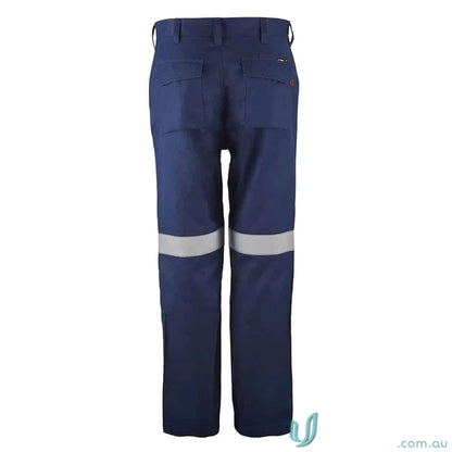 Blue work pants with reflective stripes from Workcraft HRC2 Inherent Straight Leg Pant FPV018