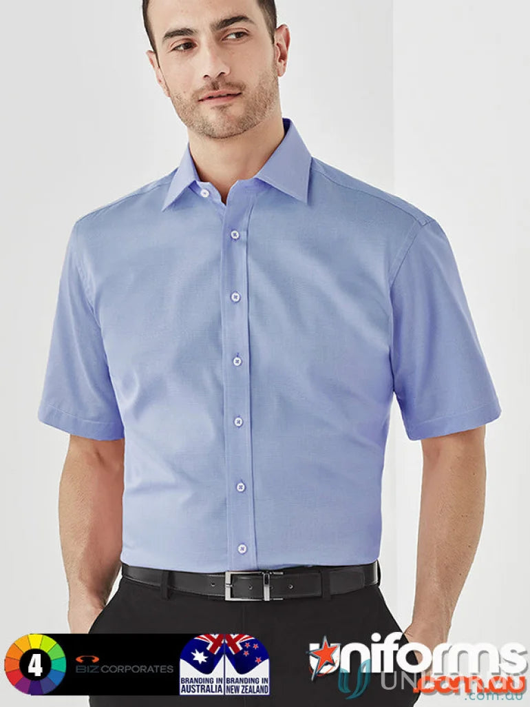 Light blue Hudson Cotton short sleeve shirt with relaxed fit for casual style