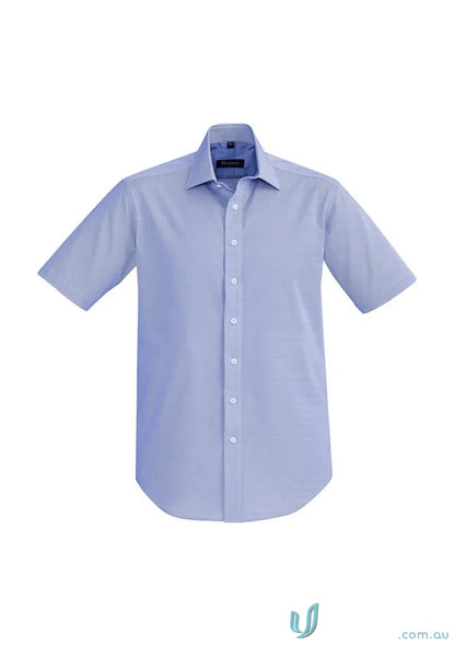 Light blue Hudson Cotton short sleeve dress shirt with relaxed fit for a cool look