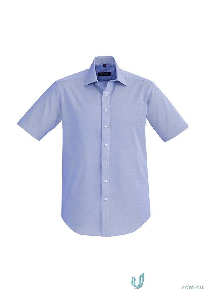 Light blue Hudson Cotton short sleeve dress shirt with relaxed fit for a cool look
