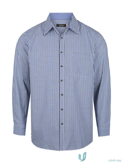 Blue and white checkered Hudson Identitee L/S Shirt, perfect workwear or uniforms