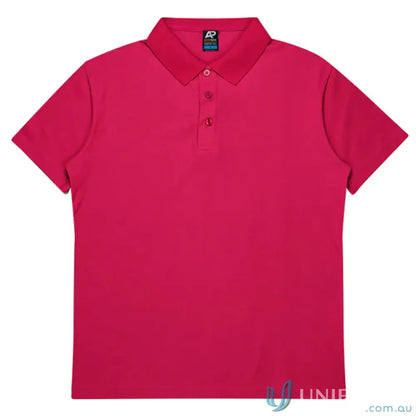 Hunter Kids Polo in vibrant fuchsia, pique knit, perfect for uniforms or workwear