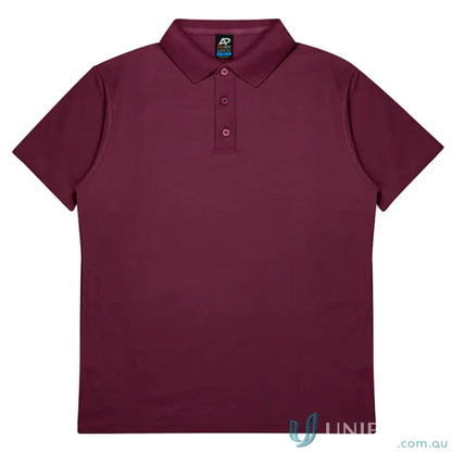 Hunter Kids Polo in deep burgundy with pique knit for stylish uniforms or workwear