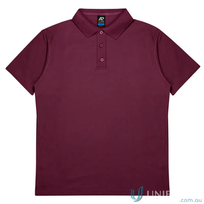 Hunter Polo in dark red pique knit, perfect for uniforms and casual wear