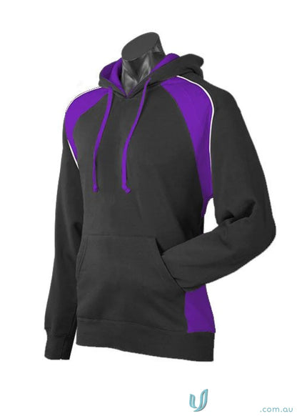 Huxley Hoodie black and purple hooded sweatshirt perfect for sports uniforms or workwear