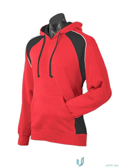 Red and black Huxley Hoodie versatile for sports uniforms, workwear, or casual use