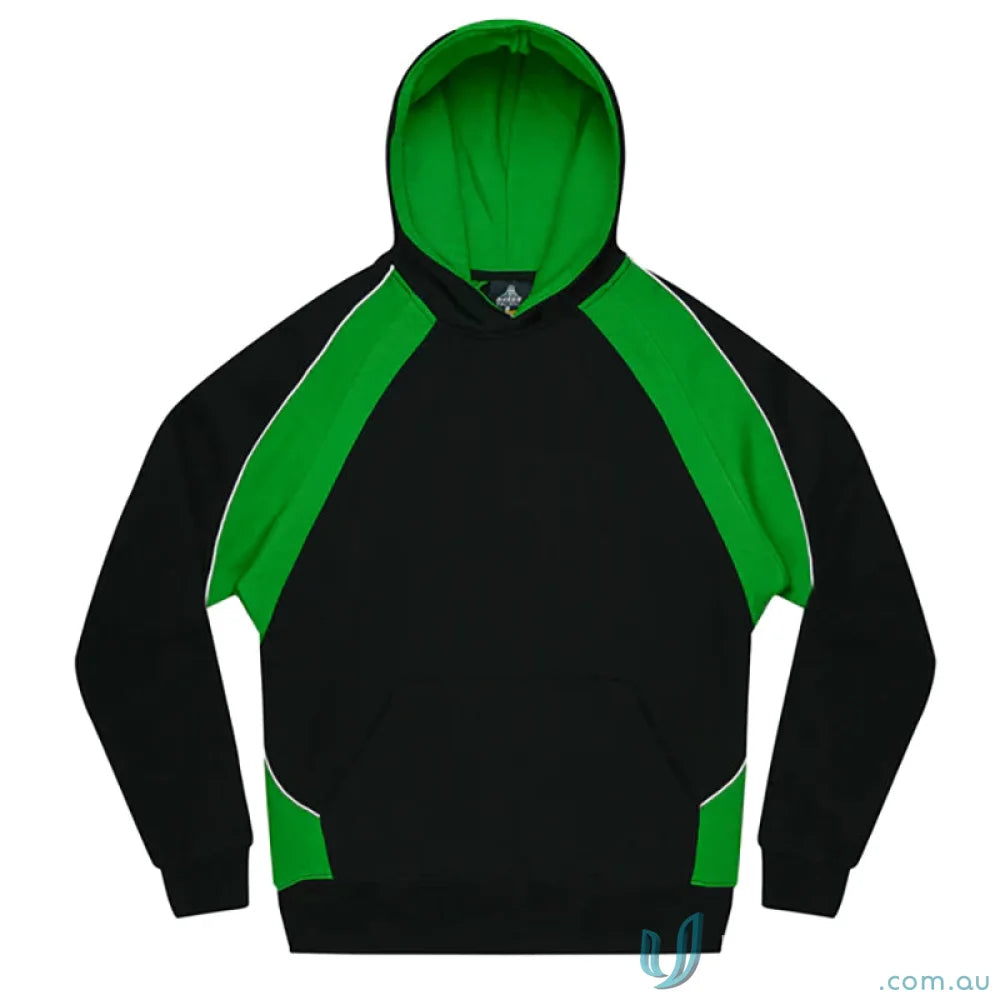 Black and green Huxley Kids Hoodie perfect for casual wear and sports uniforms