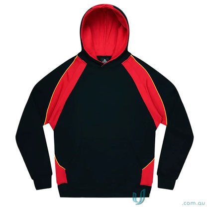 Black and red hooded sweatshirt from Huxley Kids Hoodie, perfect for sports uniforms or workwear