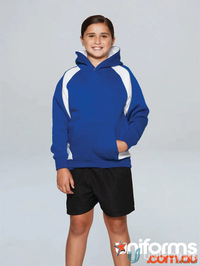 Child’s blue and white Huxley Kids Hoodie, perfect for casual sports uniforms