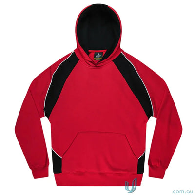 Red and black Huxley Kids Hoodie, perfect for sports uniforms or casual workwear