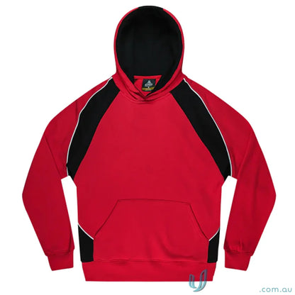 Red and black Huxley Kids Hoodie, perfect for sports uniforms or casual workwear