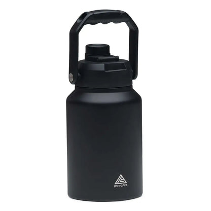 Black double walled stainless steel HydraSite 1.9L water bottle with handle