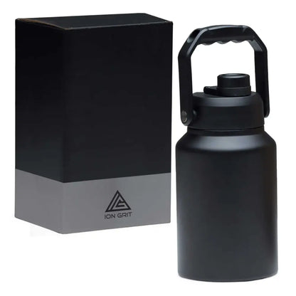 Ion Grit black HydraSite 1.9L double walled stainless water bottle with handle