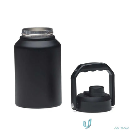 Matte black stainless steel HydraSite 1.9L mega bottle with twist-on leak-proof lid