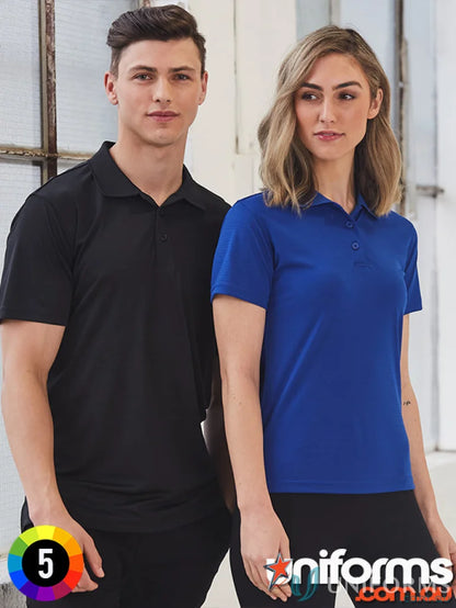 Matching black and blue polo shirts from Winning Spirit ICON CoolDry Textured workwear solution