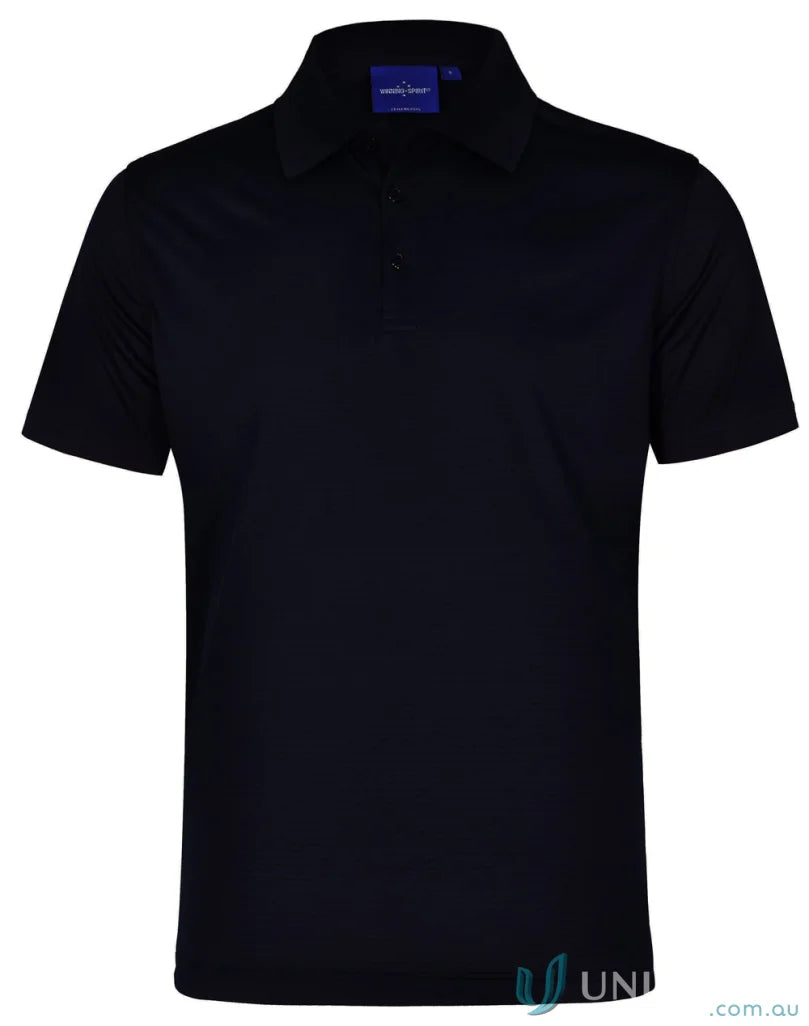 Black short-sleeved polo shirt from Winning Spirit ICON CoolDry Textured Workwear Solution