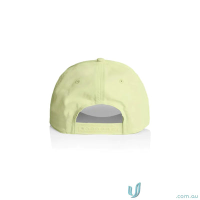 Light yellow Icon Nylon Cap with curved peak, open back, adjustable strap, tonal under-peak lining