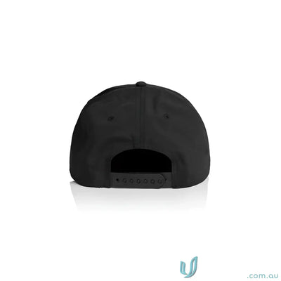 Black Icon Nylon Cap with curved peak, snapback closure, and tonal under-peak lining