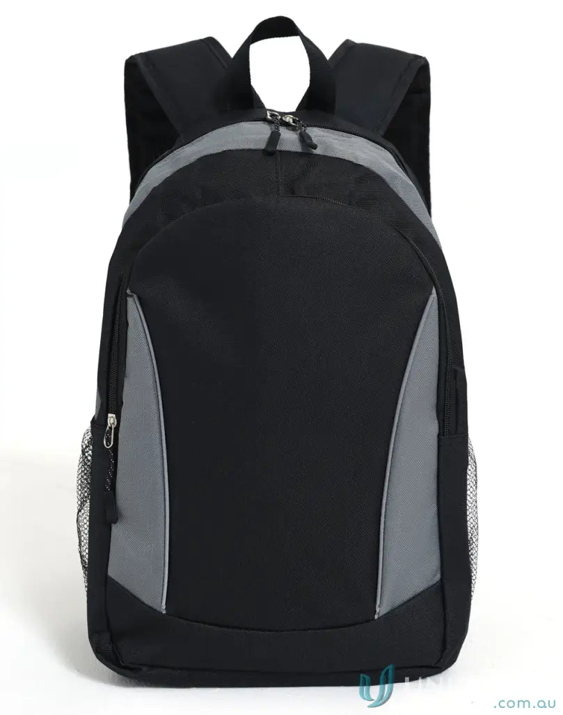 Iconic Promo Backpack B5030 with black and gray design and adjustable shoulder straps