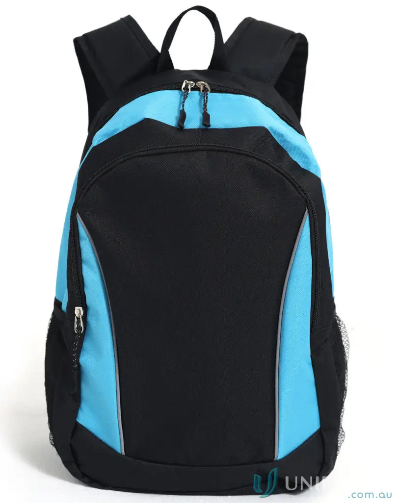 Black and blue Iconic Promo Backpack with adjustable shoulder straps, model B5030