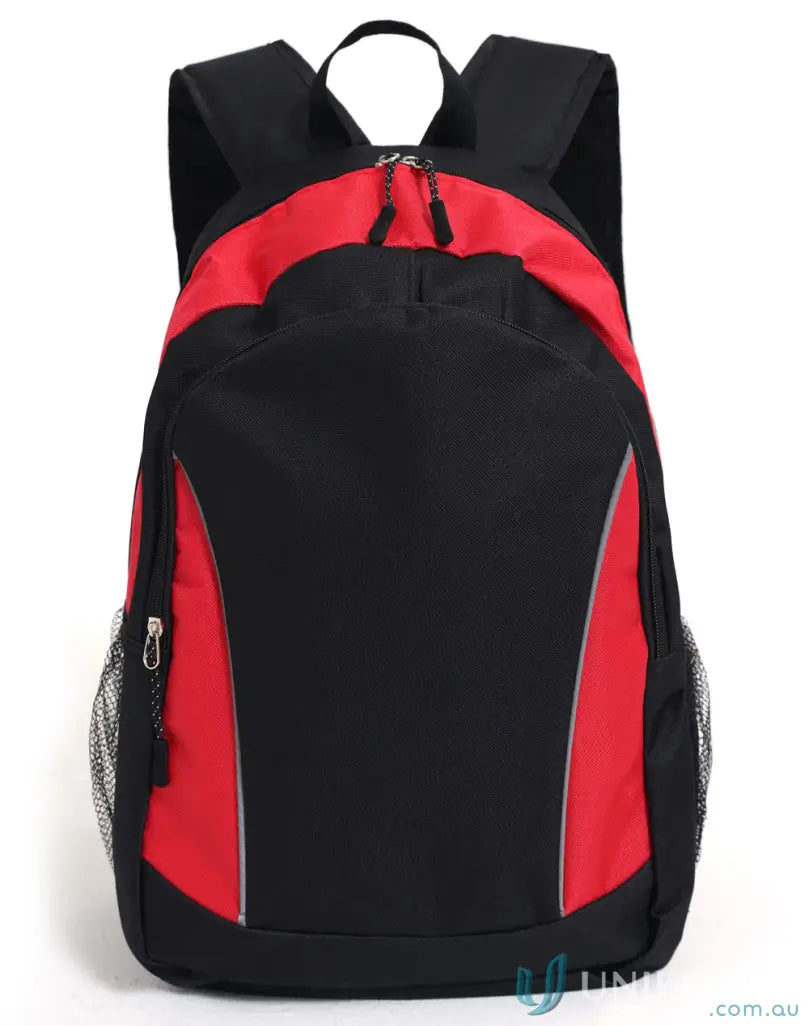 Iconic Promo Backpack with black and red design, adjustable shoulder straps, model B5030