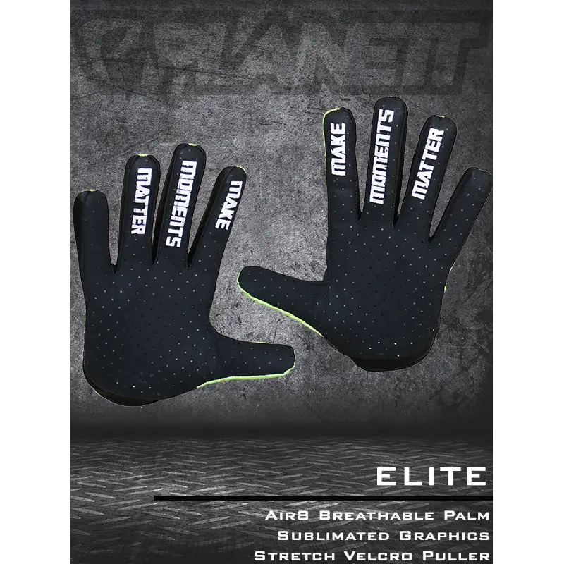 Black ICU glove with neon green accents and breathable palm designed for workwear and work uniforms use
