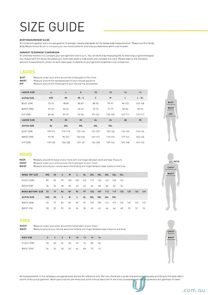 Size guide chart for Bizcare Marley Soft Jersey T-Top women’s Marley short cs952ls short sleeve jersey