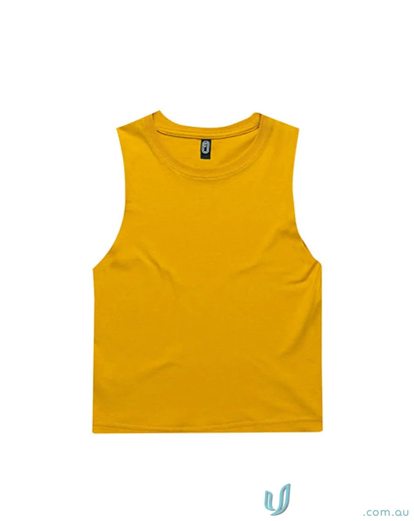 Mustard-colored baby tank top, perfect for infant uniforms and measure-friendly style