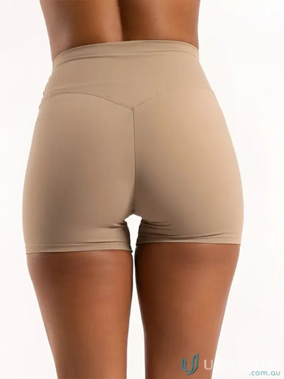 Tan Invicible Scrunch Latte Shorts perfect for uniforms or casual workwear style