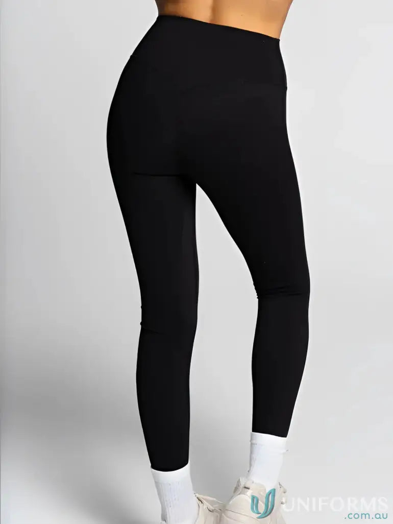 Black high-waisted Invicible Scrunch Onyx Leggings perfect for uniforms and workwear