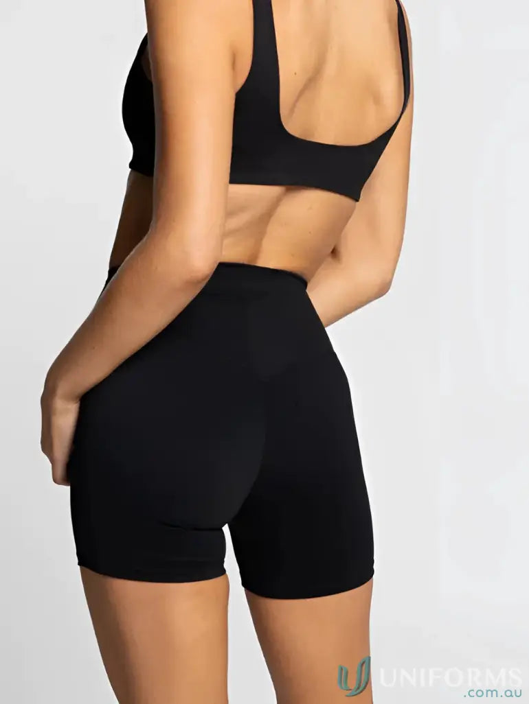 Black athletic shorts and top from Invincible Scrunch Onyx workwear uniform set