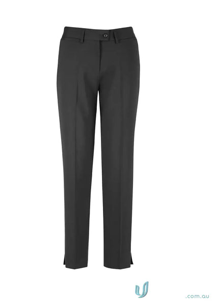 Dark gray IOP Comfort Wool Slim Leg Pant with slit cuffs and slight flare
