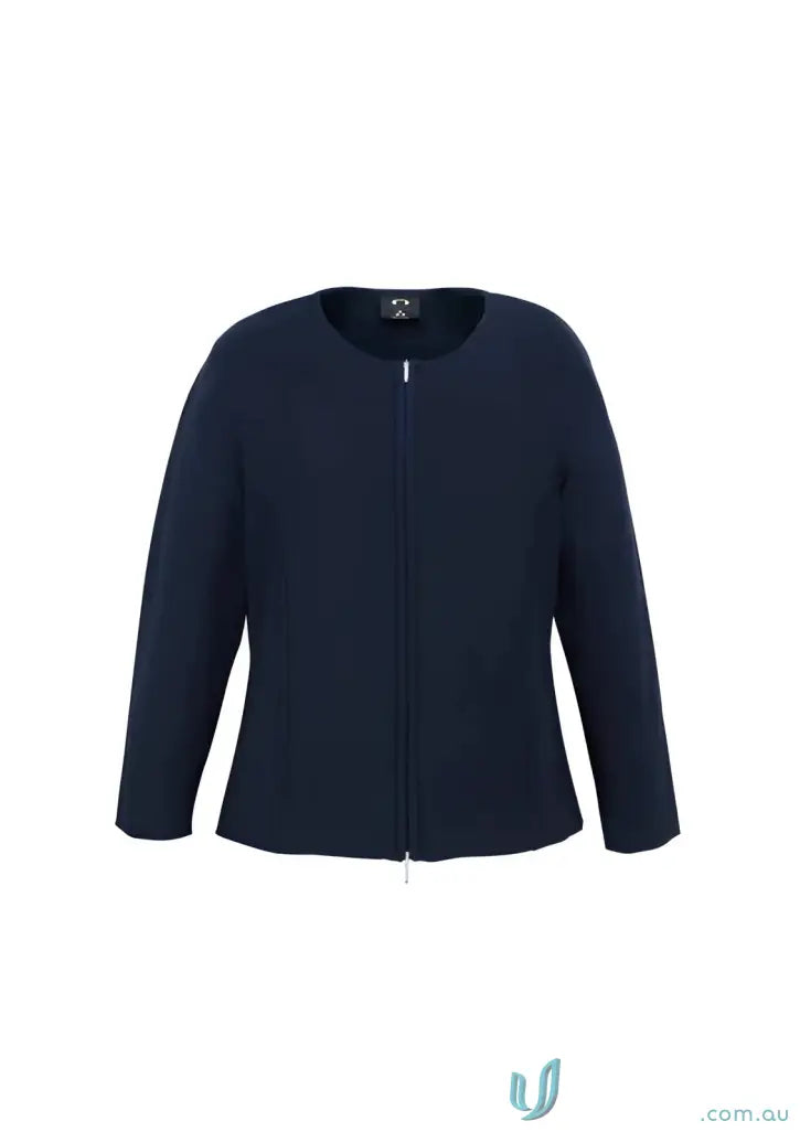 Navy blue IOP Ladies Zip Cardigan perfect for work uniforms and workwear