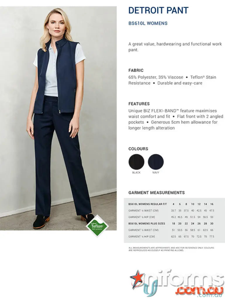 Women’s work pants IOP Ladies Flexi Band Pant featuring biz flexi-band™ for comfort