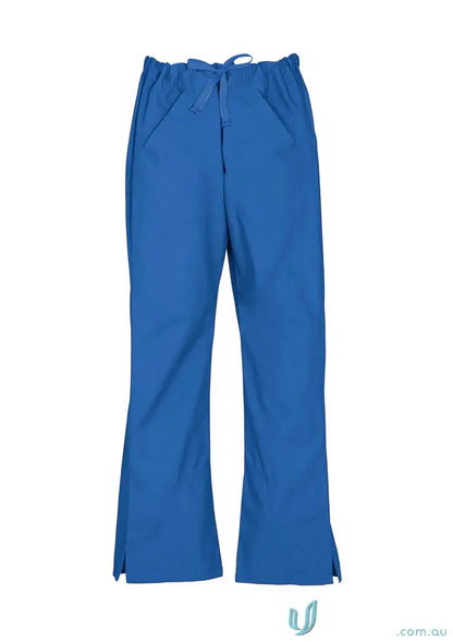 Blue IOP Ladies Scrub Pant with drawstring waist and flared legs for perfect fit