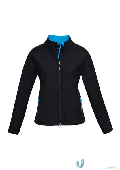 Black softshell jacket with blue accents from ISS Ladies Softshell Jacket for workwear