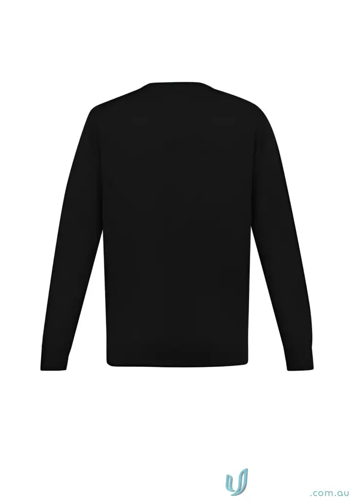 Black long-sleeved Roma Knit pullover from IWG Emb Mens LS Pullover collection with merino wool