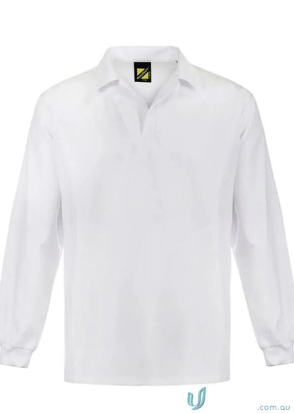 White Jac LS Polo shirt with black label, perfect for sun protection and casual style